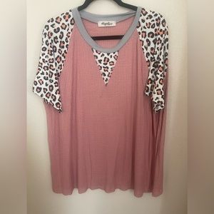 Pink/Animal Print Women’s Plus T-Shirt 1X